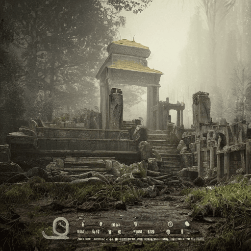 Templo en ruinas Escaleras del bosque