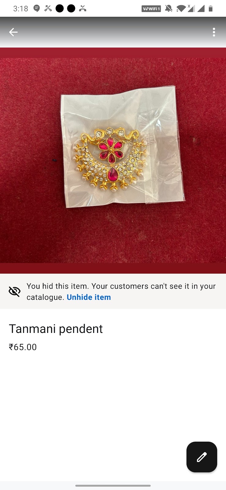 Pink Tanmani Pendent O