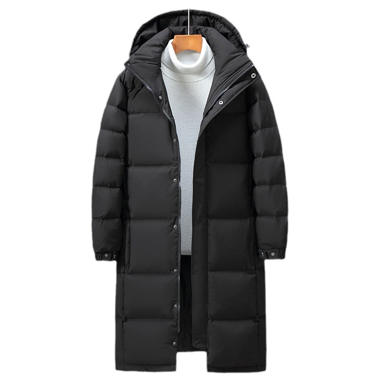 Long unisex down coat, knee-length