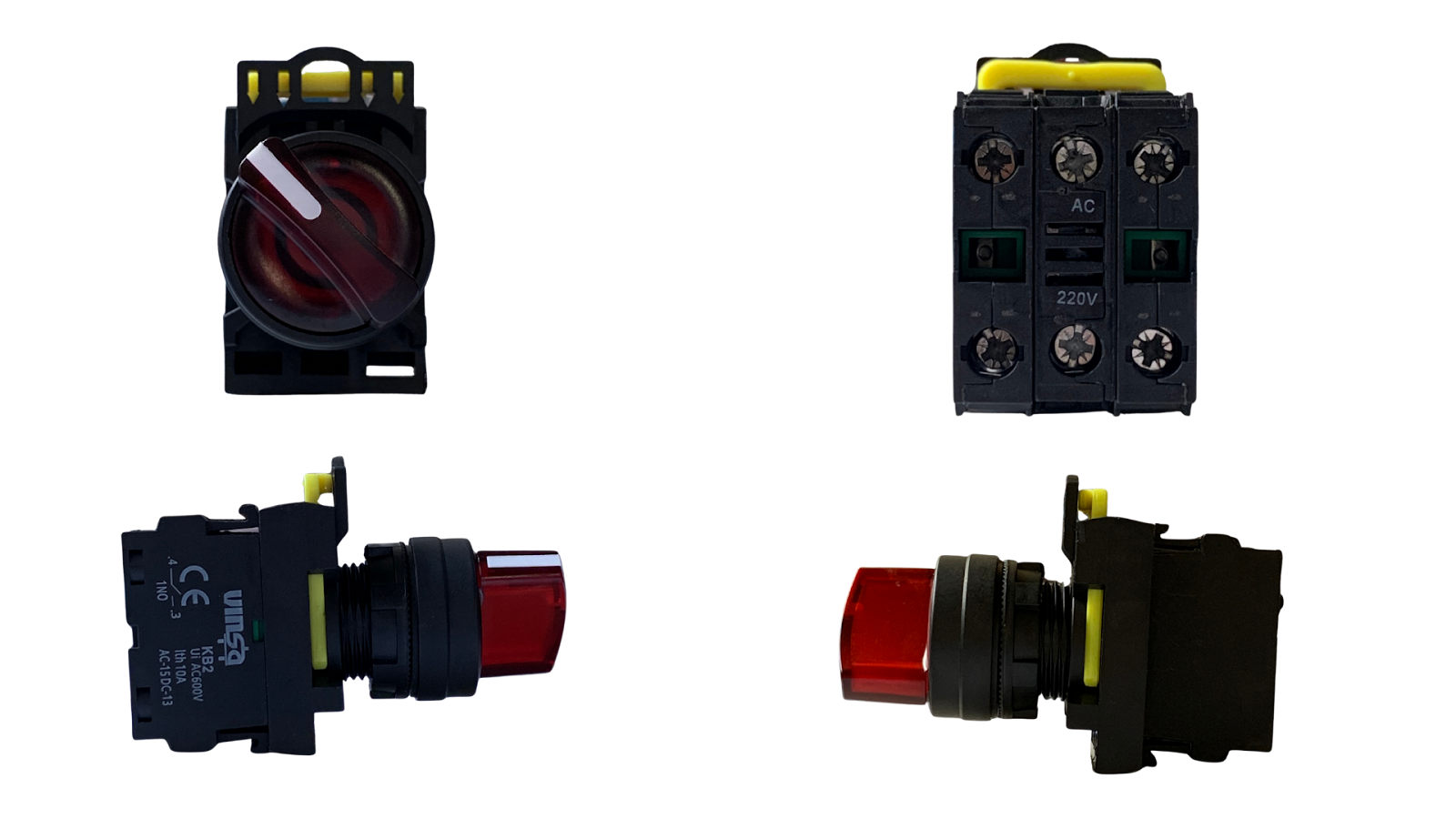 Illuminated Selector Switches 3 Position Stay Put Red 220VAC 2N/O