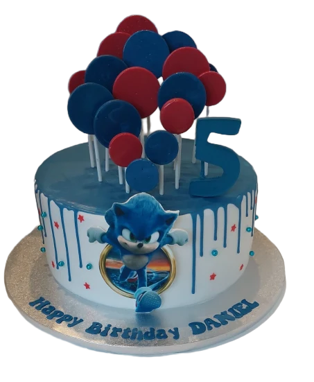 Sonic Sugar Lollipops Topped Icing Cake CB-NC604