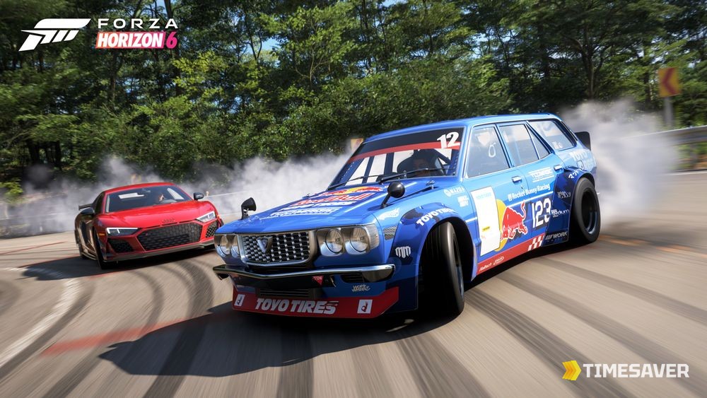 Forza Horizon 6 Series 2 Car Pass cars including the 1974 Mazda Mad Mike 808 Wagon and 2023 Audi R8 GT RWD