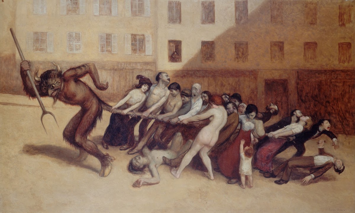 Les Parisiens tirant le diable par la queue 1920