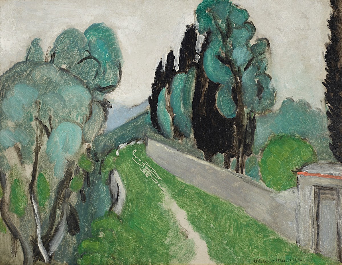 Paysage avec cyprès et oliviers aux environs de Nice 1918