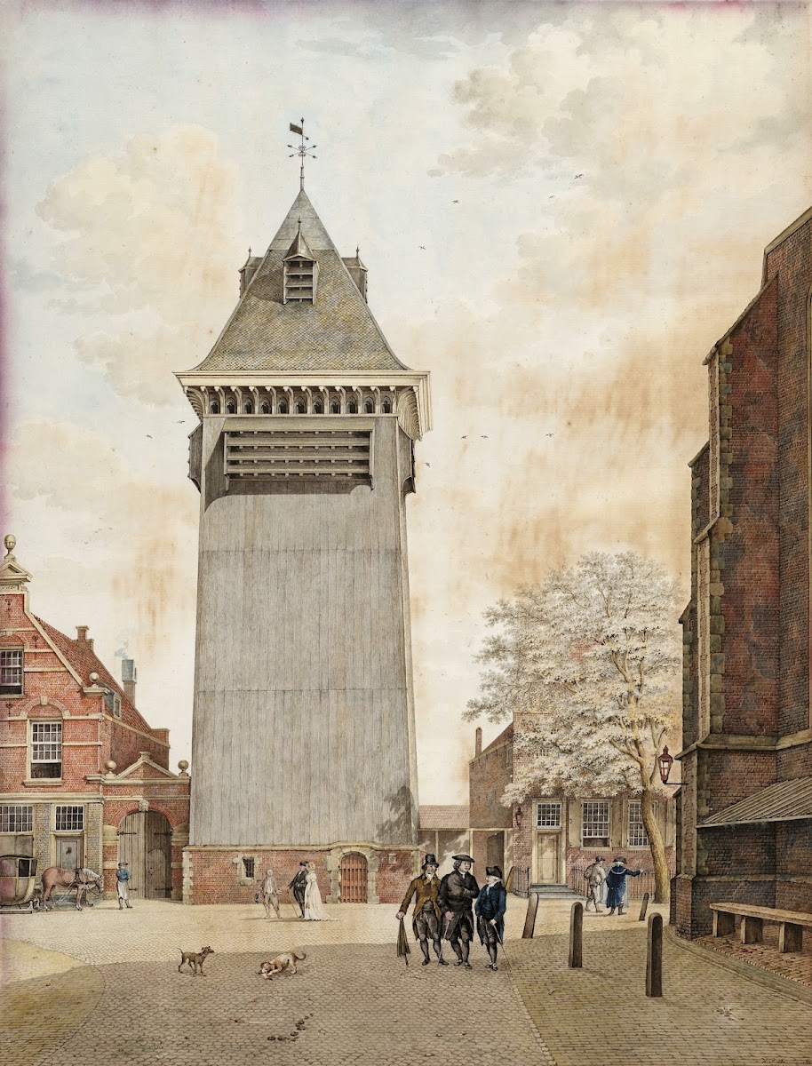Gezicht op het Klokhuisplein met de klokhuistoren 1804