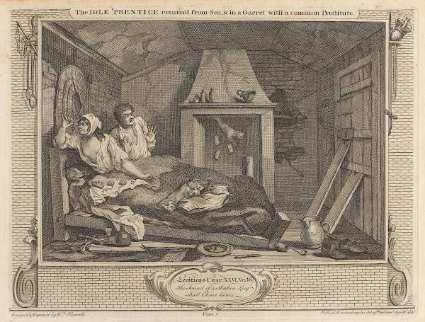 Plate 7 The Idle Prentice Returned from Sea and in a Garret with a Common Prosti