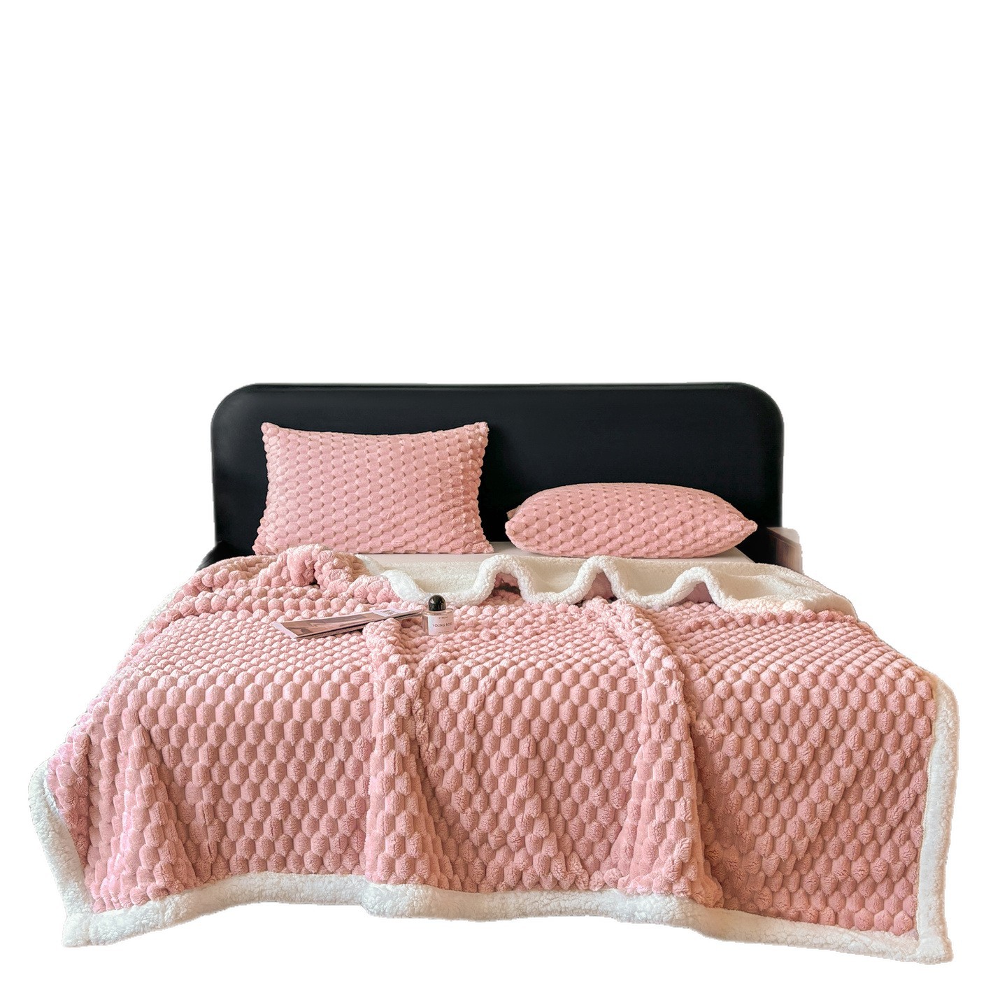 Warm cuddle blanket with lamb fleece imitation
