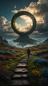 Traveler Path to Ancient Grass Ring Structure Landscape