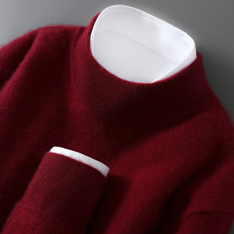 Men's Wool Sweater with Stand-up Collar, 100% Wool