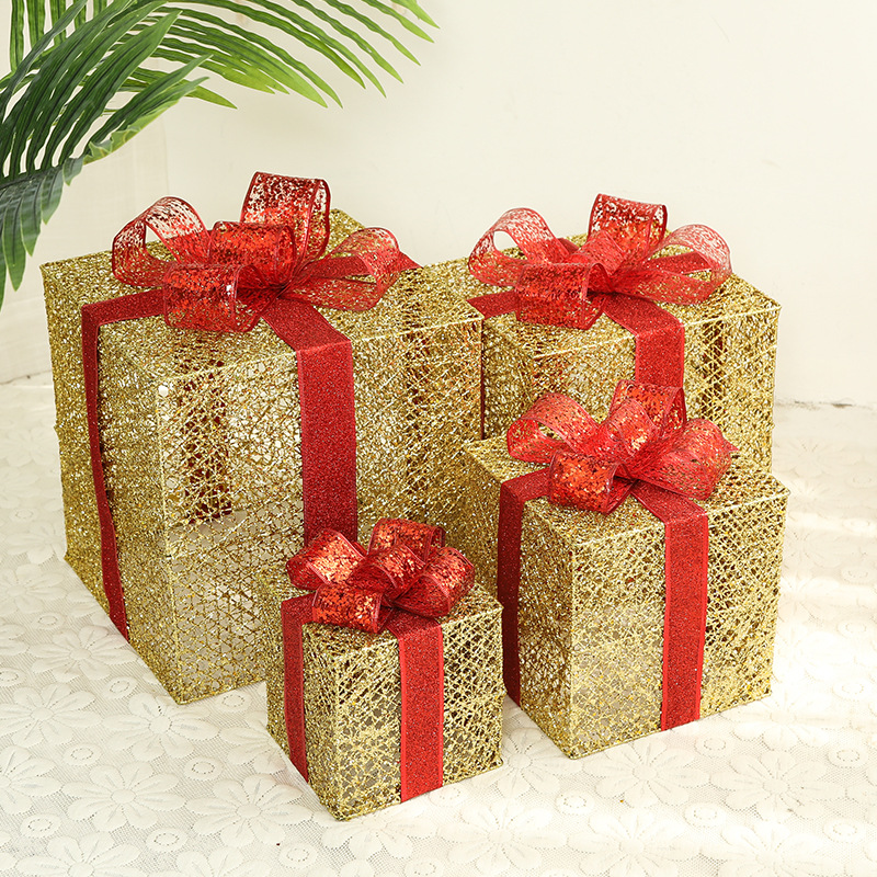 Beleuchtetes Weihnachts-Geschenkbox-Set aus Eisen
