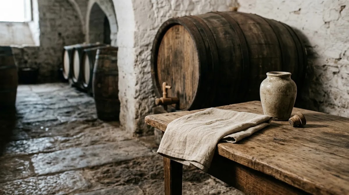 Traditional cellar craftsmanship behind what is Lambrusco wine and sparkling red wine Italy