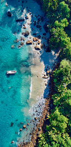 Exotic Beach Drone View Turquoise Ocean Green Jungle