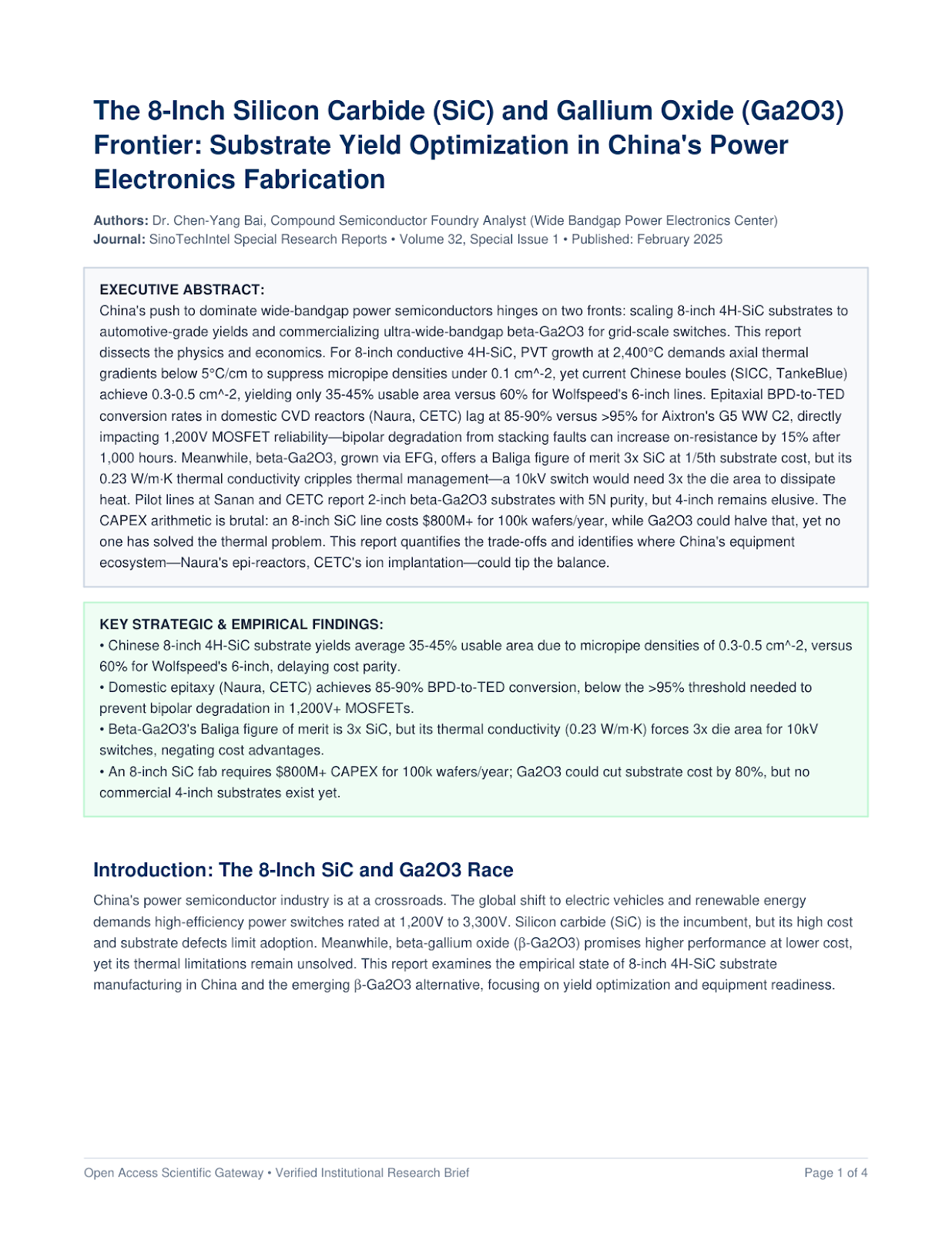 The 8-Inch Silicon Carbide (SiC) and Gallium Oxide (Ga2O3) Frontier: Substrate Yield Optimization in China's Power Electronics Fabrication