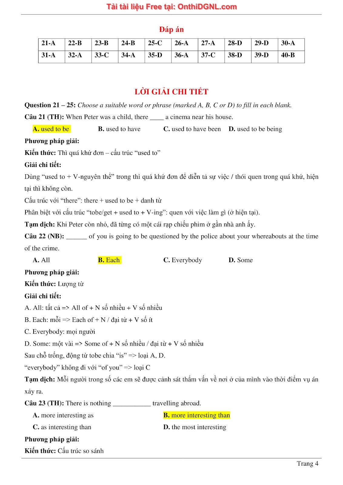 800 bài tập môn Tiếng Anh - Ôn thi ĐGNL ĐHQG TP HCM Phần 4