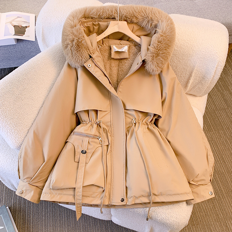 Winter parka for women, lined, with faux fur