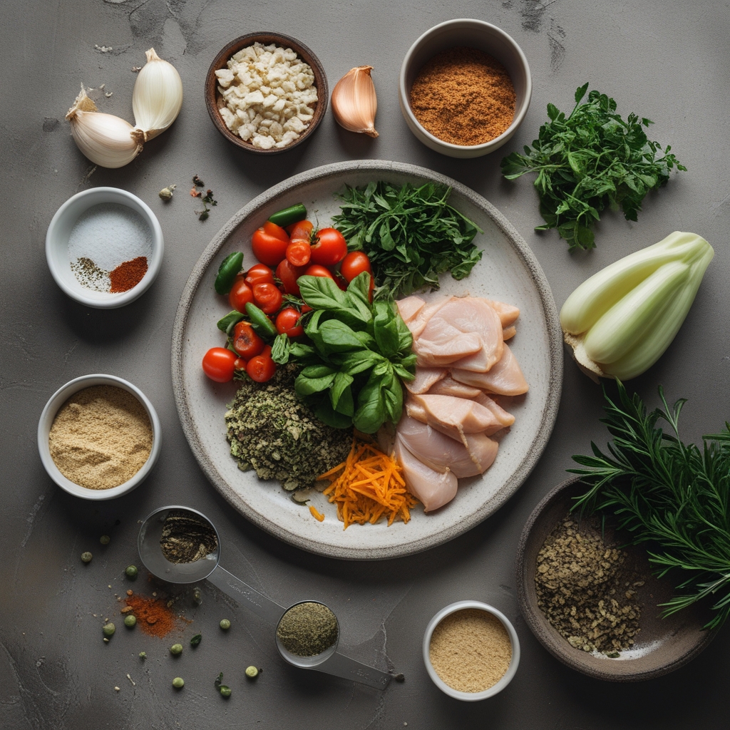 Ingredients for Low Carb Cheesy Garlic Chicken Wraps - Easy Homemade Dinner Recipe