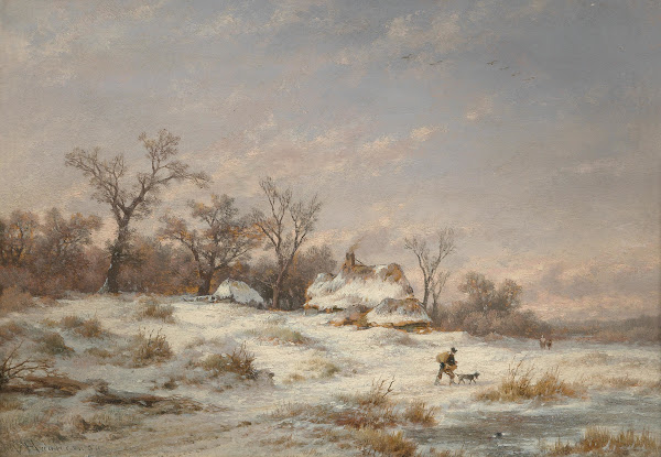 Winter landscape with decorative figures 1890