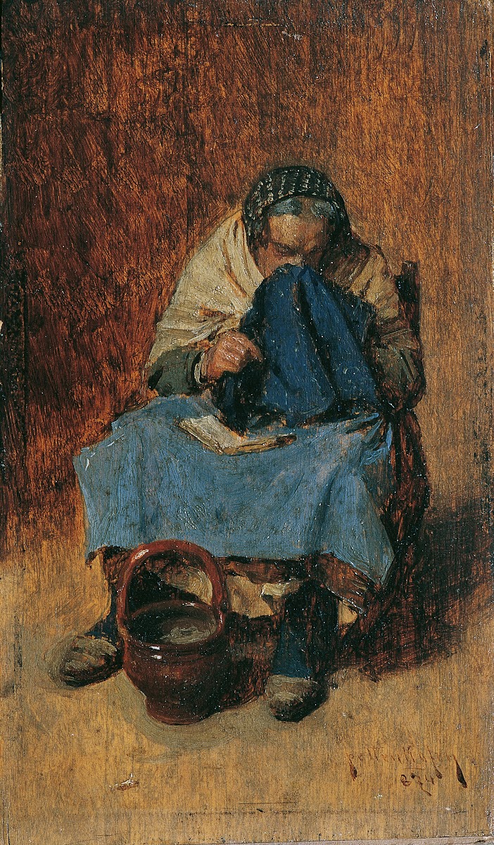 Alte Venezianerin sich schneuzend 1874
