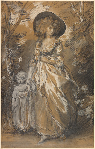 A Lady Walking in a Garden with a Child 1785
