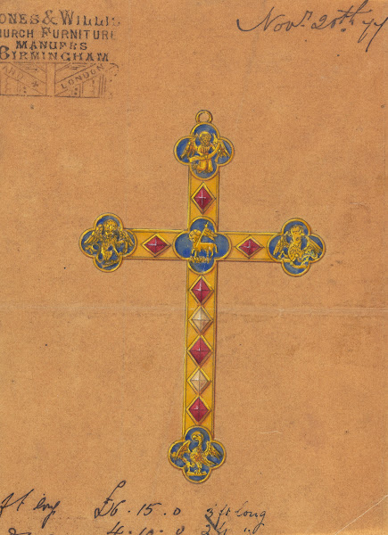 Design executed for Jones and Willis metal and wood workers and church furniture