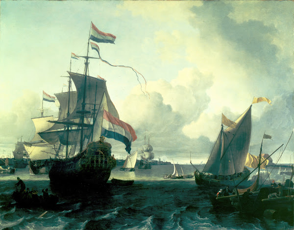 The Dutch Man of War De Gouden Leeuw on the River Y near Amsterdam 1674