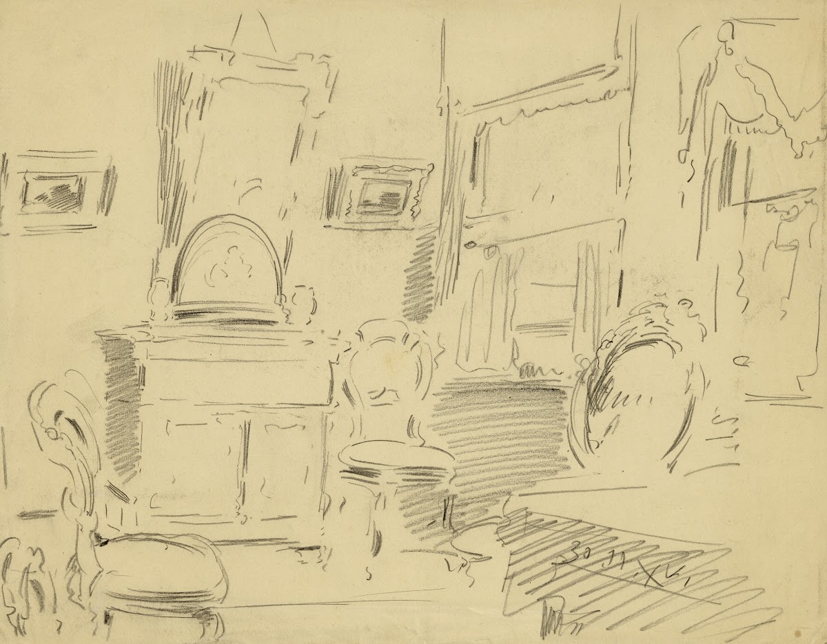 Binnenzicht in de woonkamer 1915
