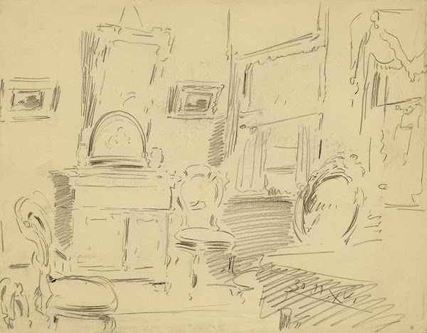 Binnenzicht in de woonkamer 1915