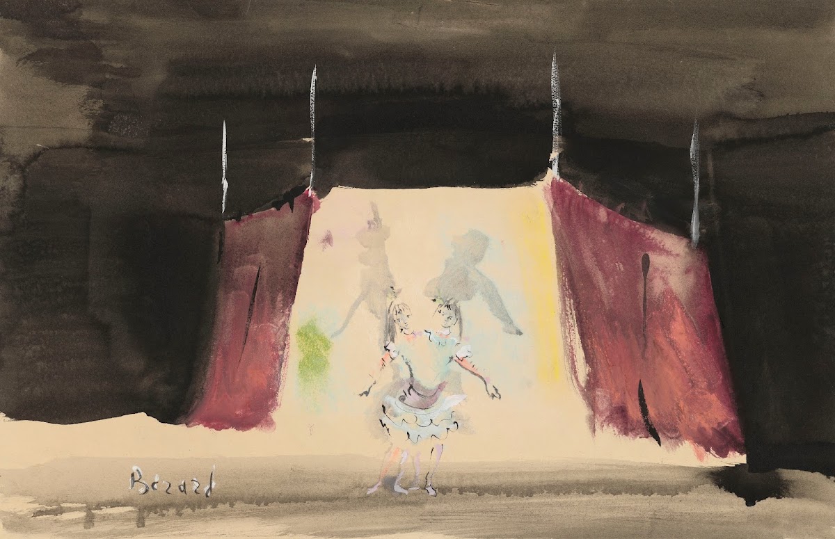 Les Forains ballet de Roland Petit  maquette de décor  la tente et les soeurs si