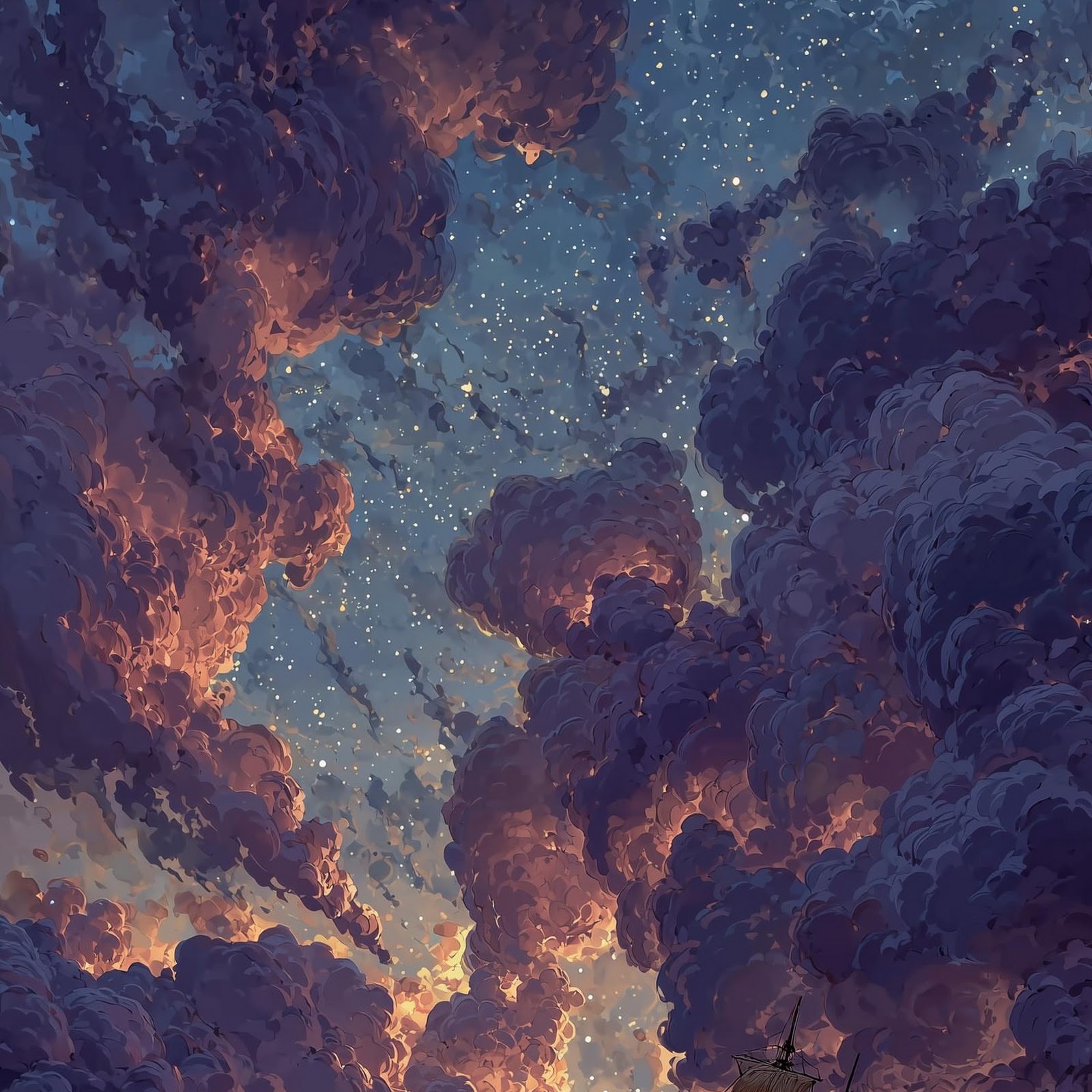 Download Sailing Ship, Ocean, Night, Sky Full HD iPhone