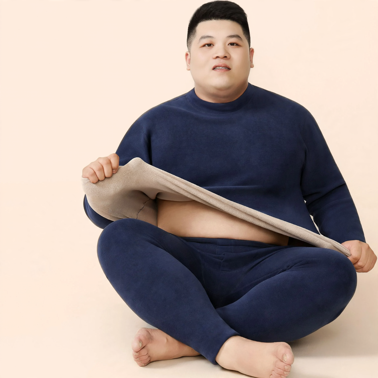 Thermal underwear set with lamb fleece, large sizes