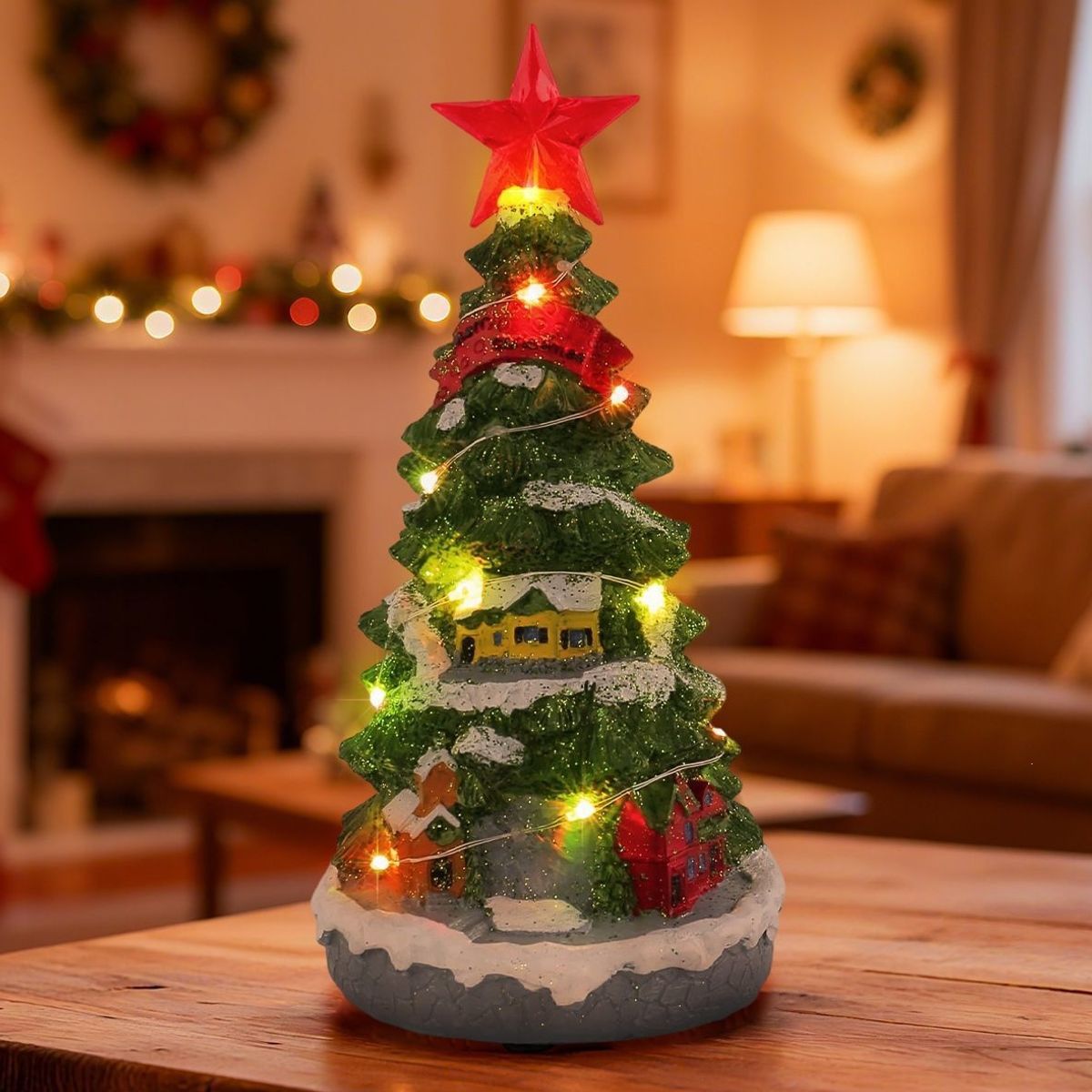 Weihnachtliches Musikhaus mit Beleuchtung