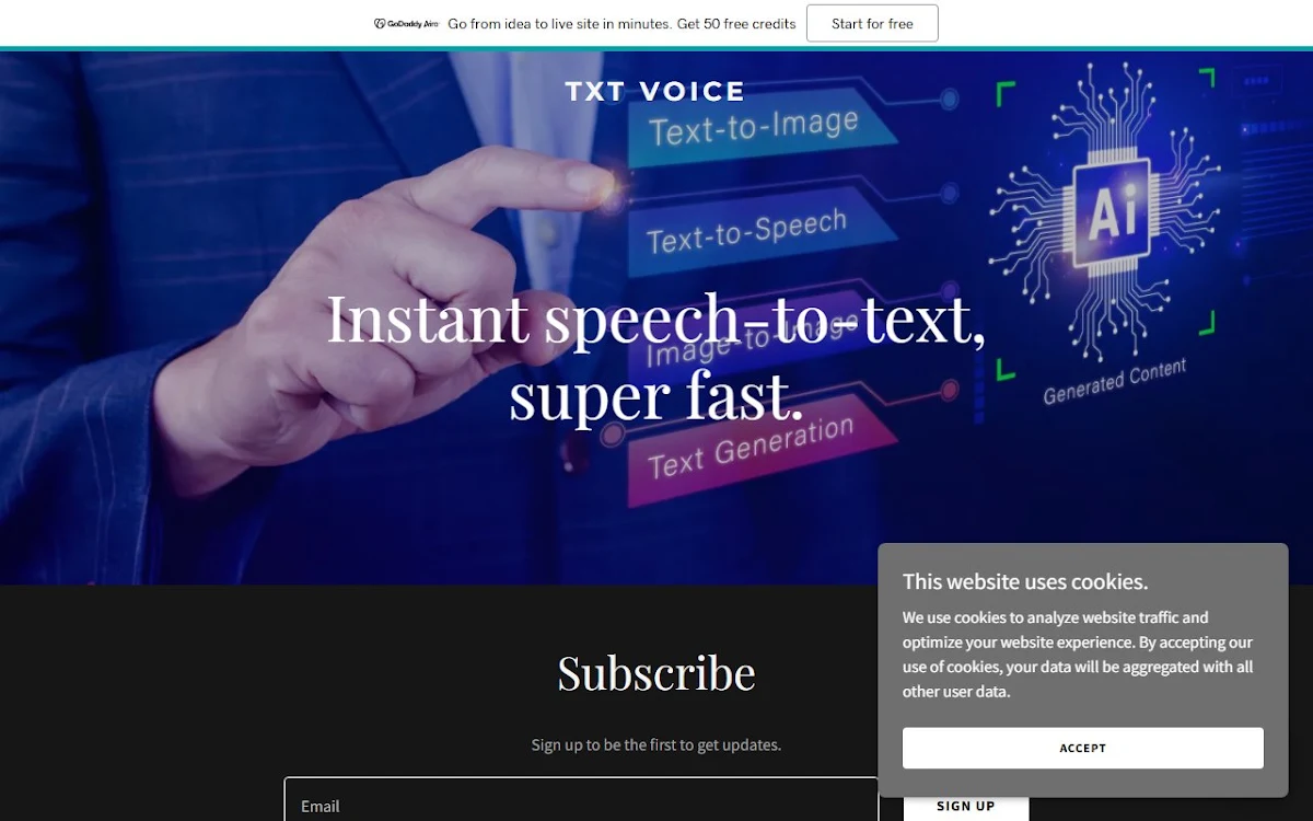 Captura de TxTVoice - AI-driven text-to-speech