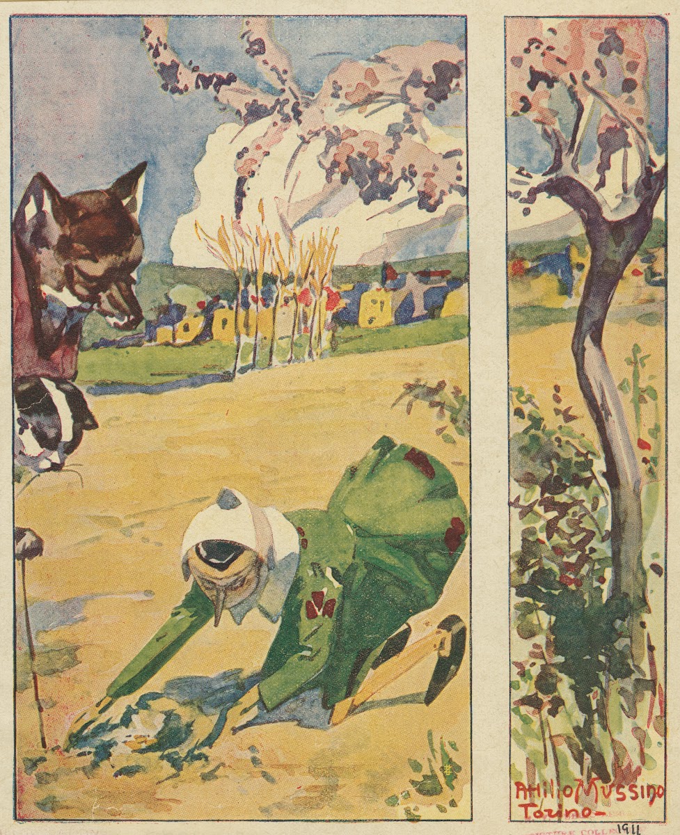 Pinocchio finds the fox and the cat again and goes with them to sow the gold pie