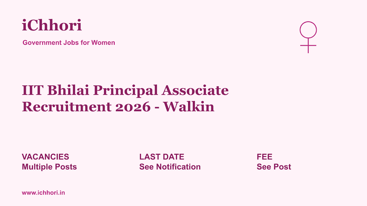 IIT Bhilai Principal Associate Recruitment 2026 - Walkin - iChhori