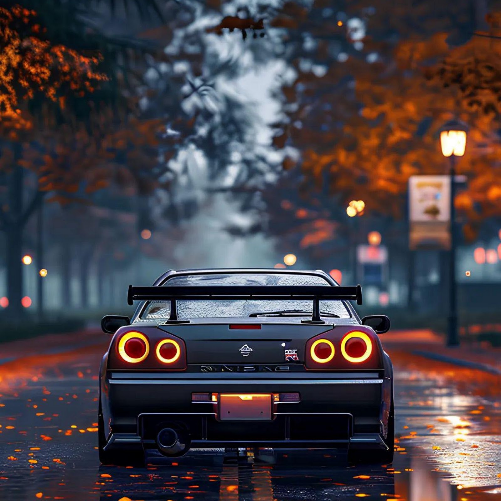 Download Nissan Skyline GT-R in Autumn Full HD iPhone