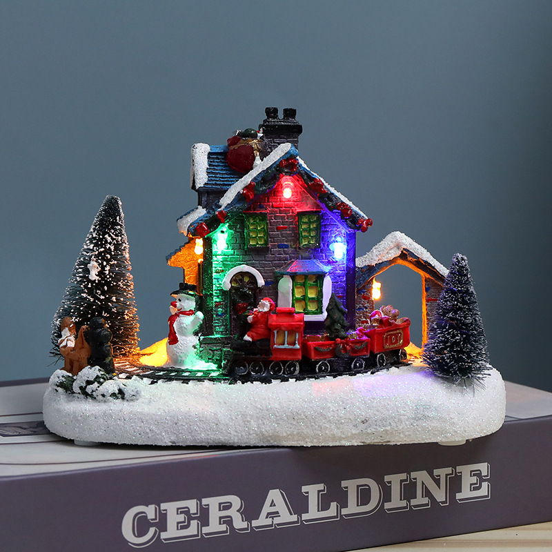 Beleuchtetes Weihnachts-Dorfhaus aus Kunstharz