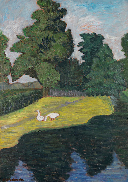 An der Wümme mit Gänsen 1912