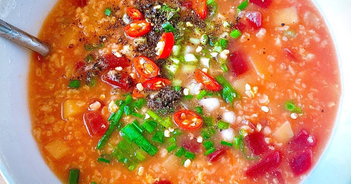 Cháo yến mạch thịt băm rau củ