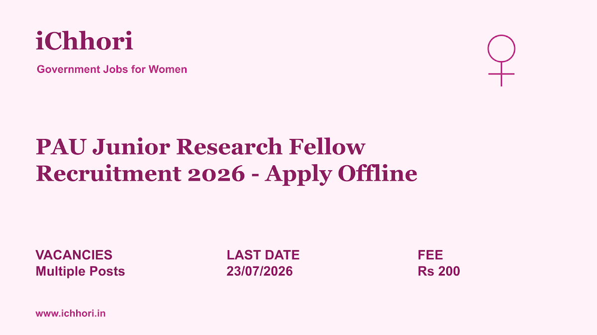 PAU Junior Research Fellow Recruitment 2026 - Apply Offline - iChhori