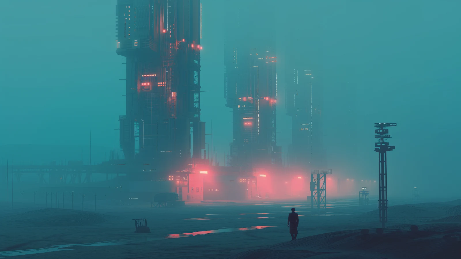 Ai Art, Illustration, Cityscape, Mist, Glowing 5K Desktop Wallpaper