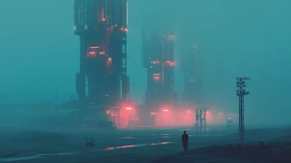 Ai Art, Illustration, Cityscape, Mist, Glowing 5K Wallpaper Background