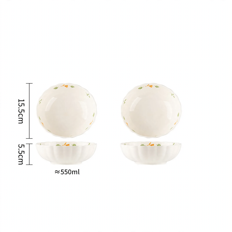 Ceramic dish set, floral pattern, Japanese style