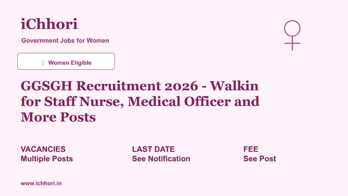 GGSGH Recruitment 2026 - Walkin for Staff Nurse, Medical Officer and More Posts - iChhori