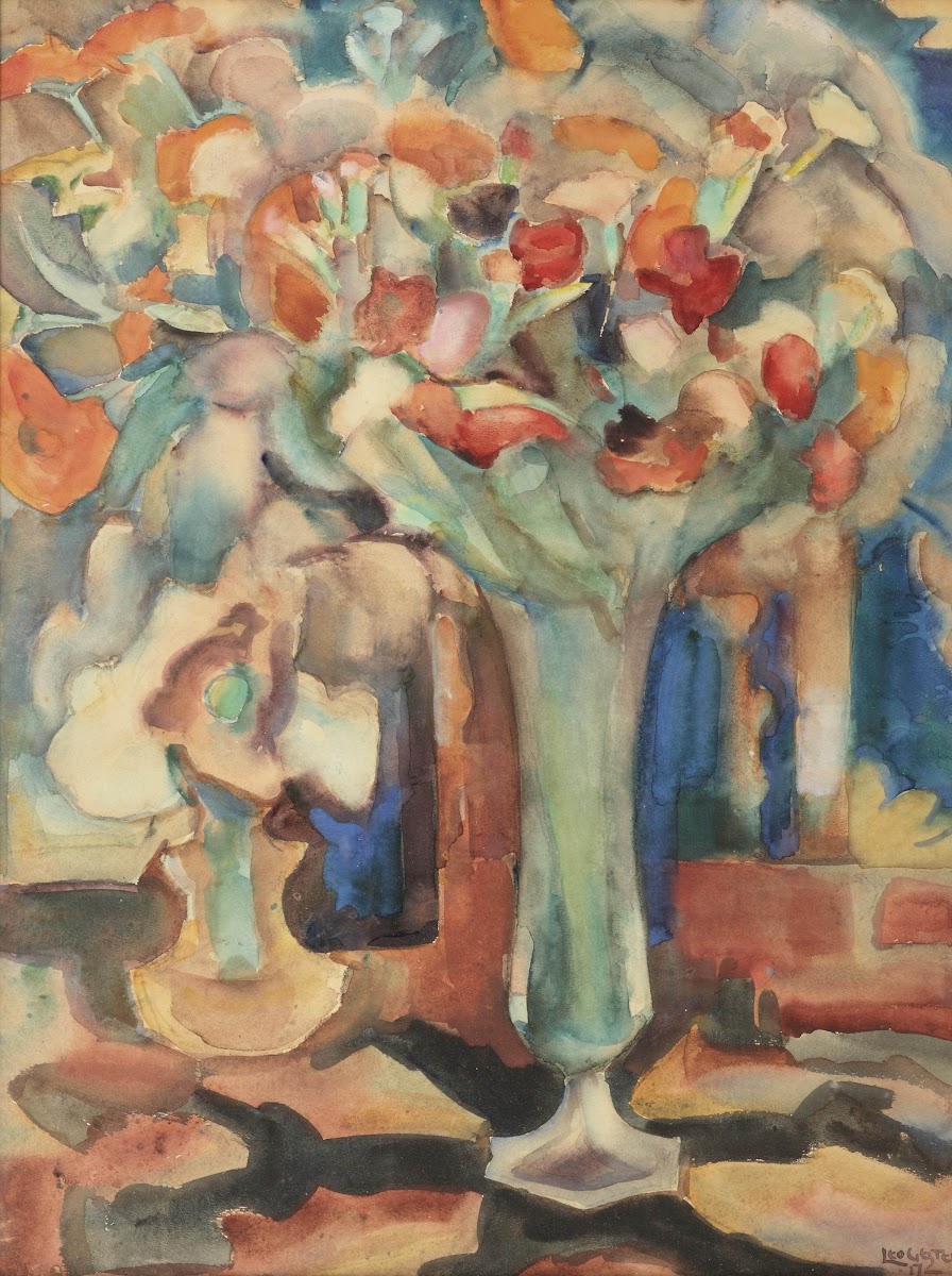 Still life with flowers in a glass vase 1917
