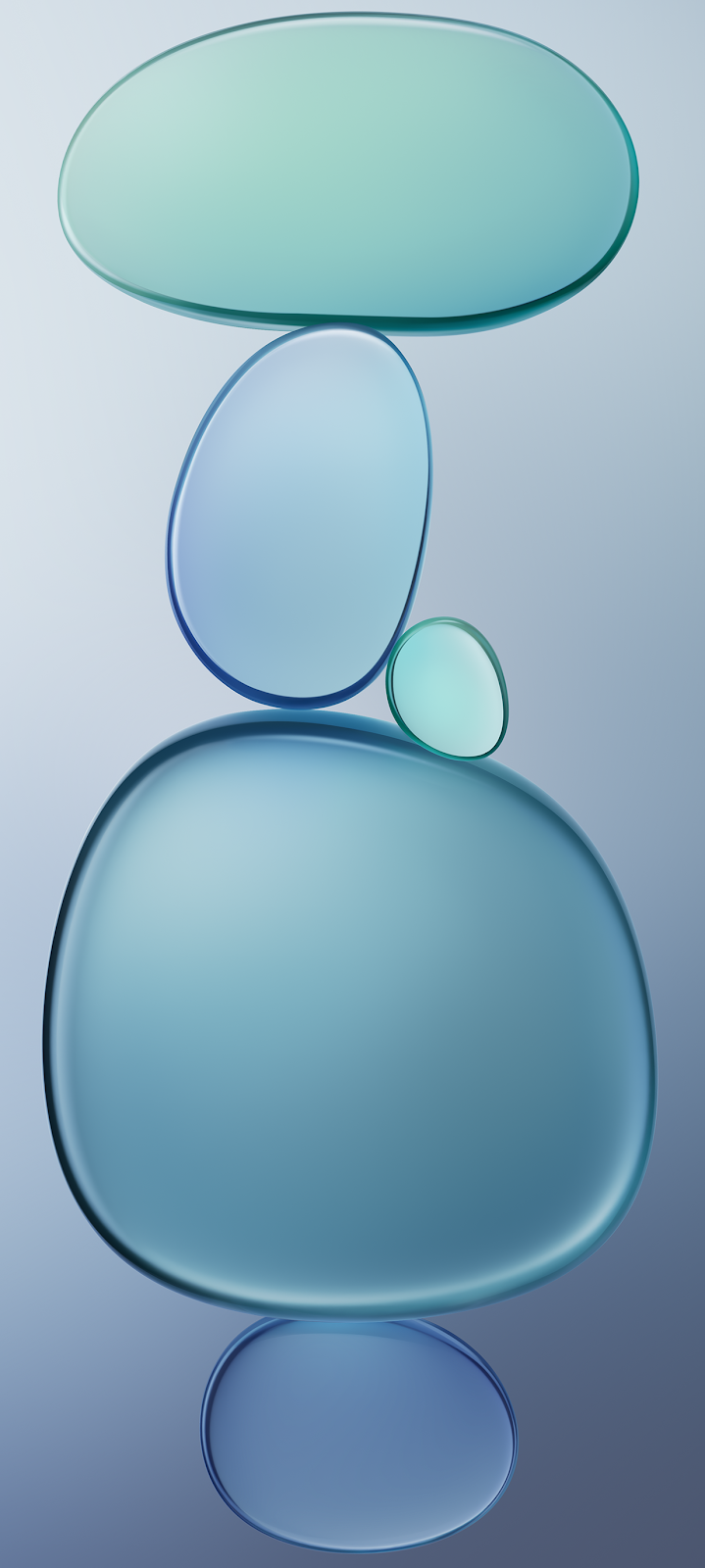 Smooth Glass Pebble Cairn - 3D Abstract Rendering Full HD iPhone Wallpaper (1236x2750)