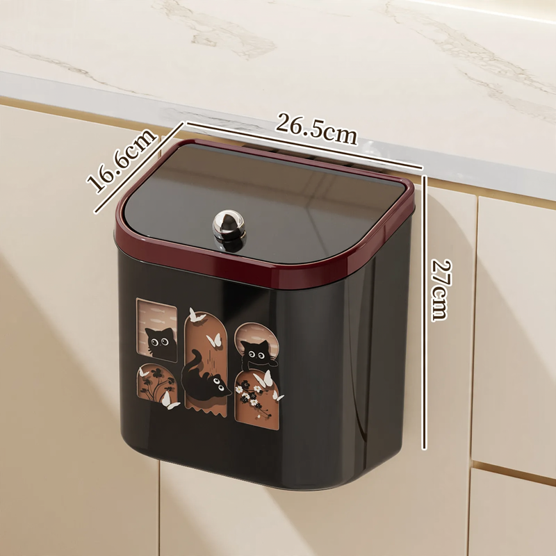 Wall-mounted trash bin, plastic, up to 4 L
