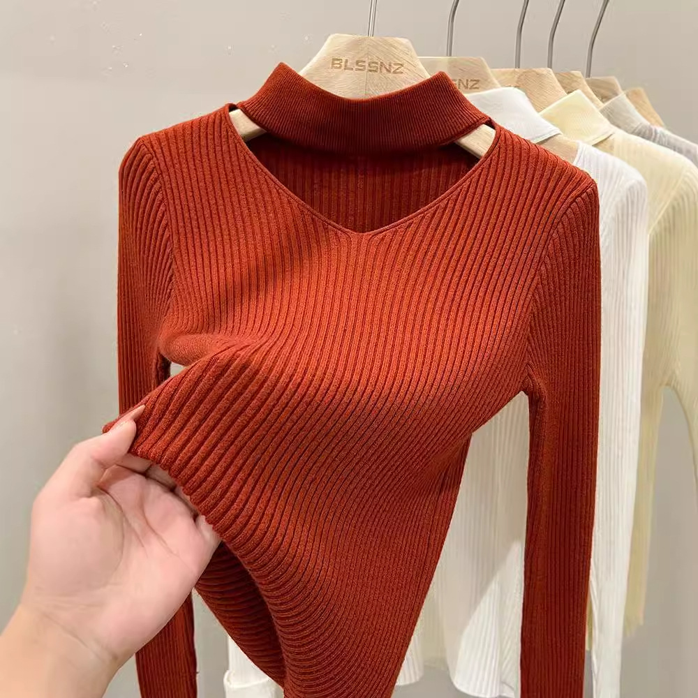 Elegant V-Neck Knitted Sweater