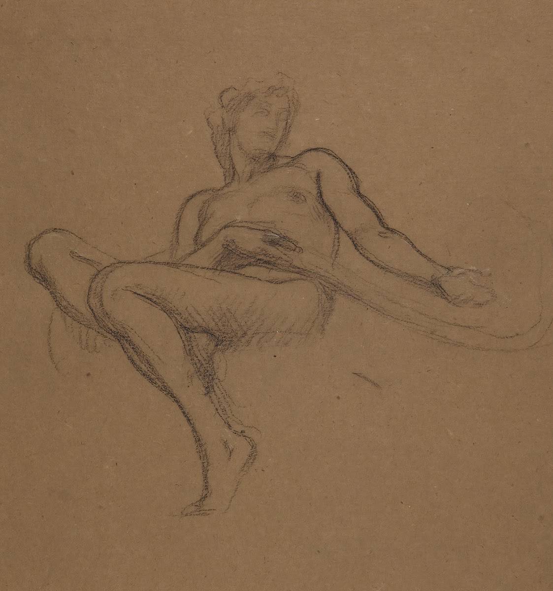 Female nude seated study for the Garden of the Hesperides