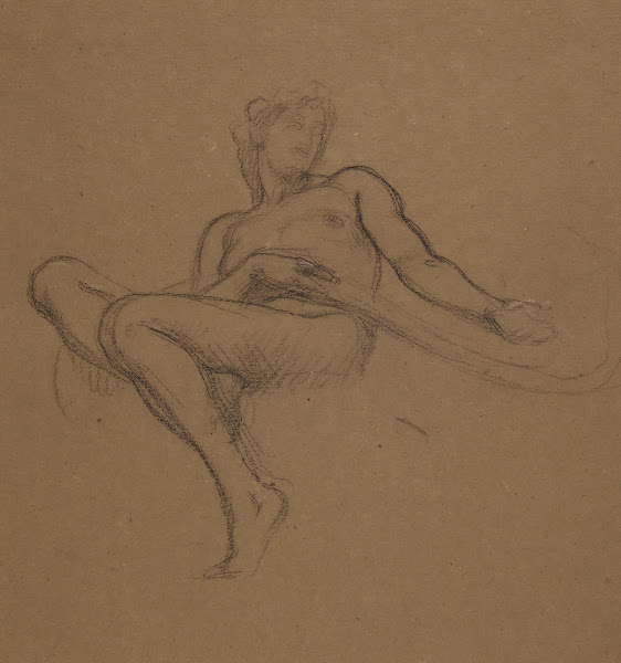 Female nude seated study for the Garden of the Hesperides