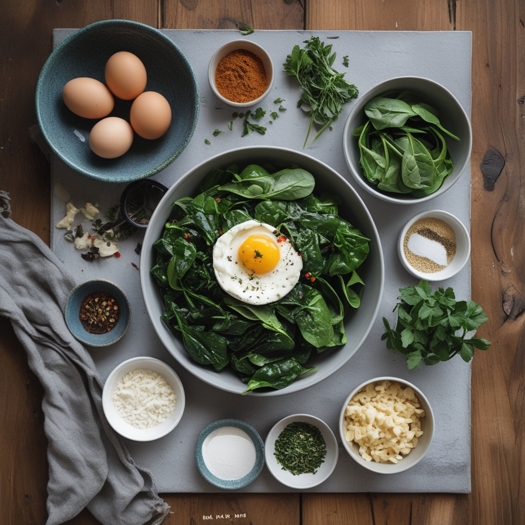 Ingredients for Low Carb Spinach Casserole with Feta and Egg – Easy Low-Calorie Spinach Dish for Keto Fans